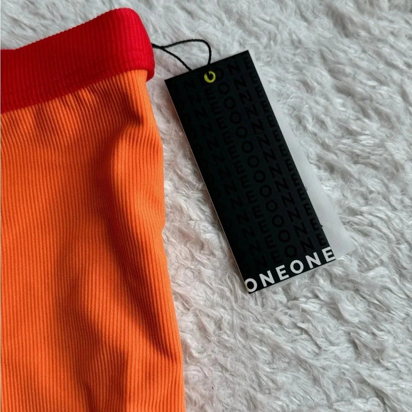 NWT OneOne Swimwear Cairo Shorts Orange Red 2024 New Mini Booty Cute Ribbed - Picture 2 of 6